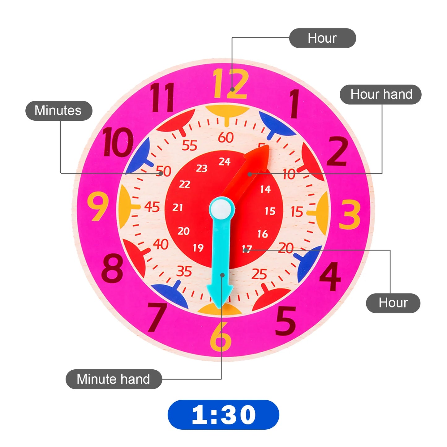 Montessori Wooden Clock Toy for Kids Educational Playtime