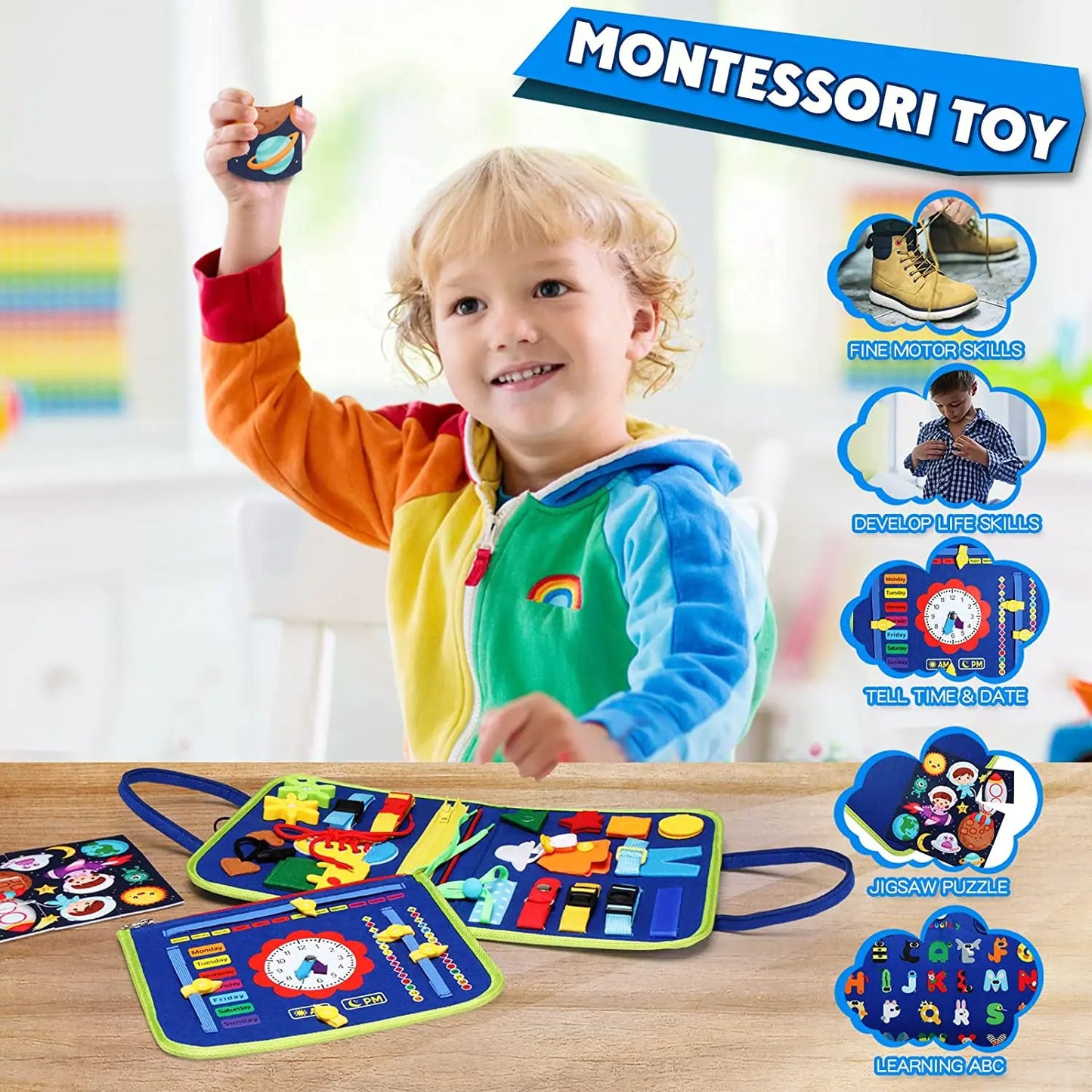 Montessori Busy Board Sensory Activity for Kids