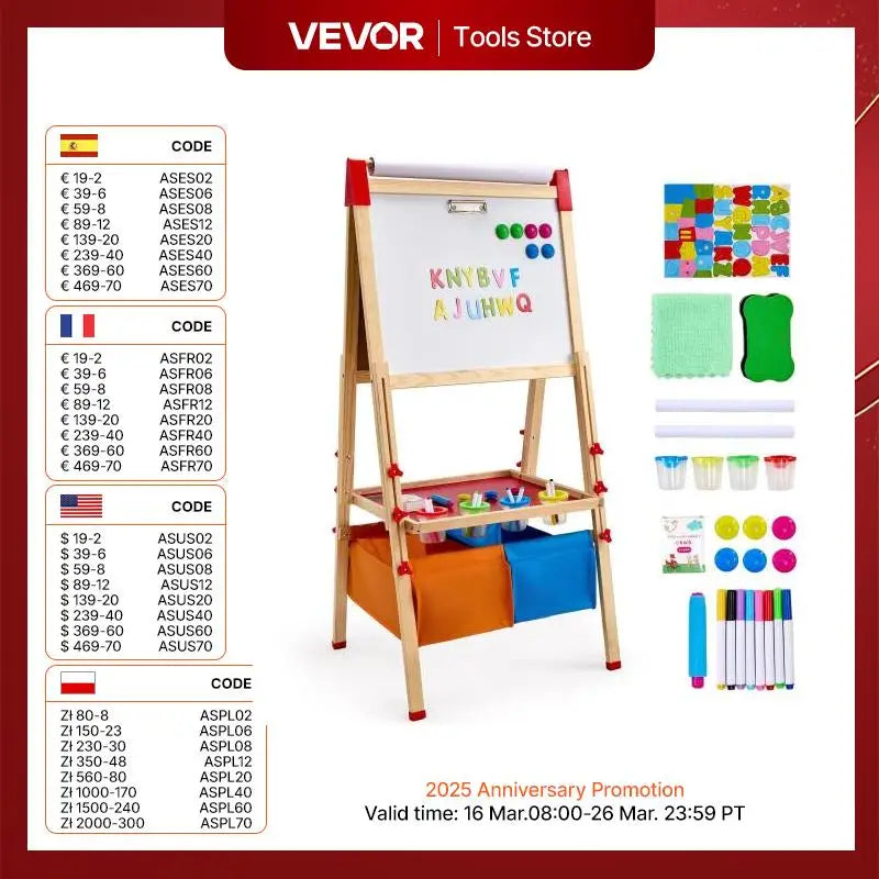 VEVOR Magnetic Drawing Board Kids Art Easel