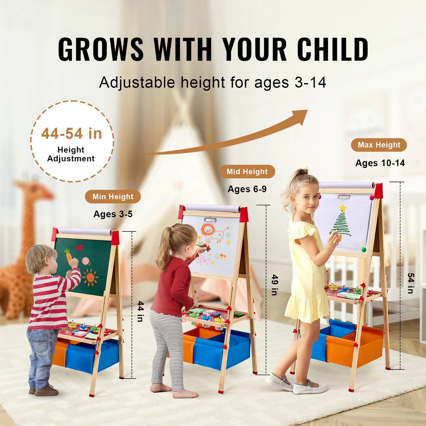 VEVOR Magnetic Drawing Board Kids Art Easel