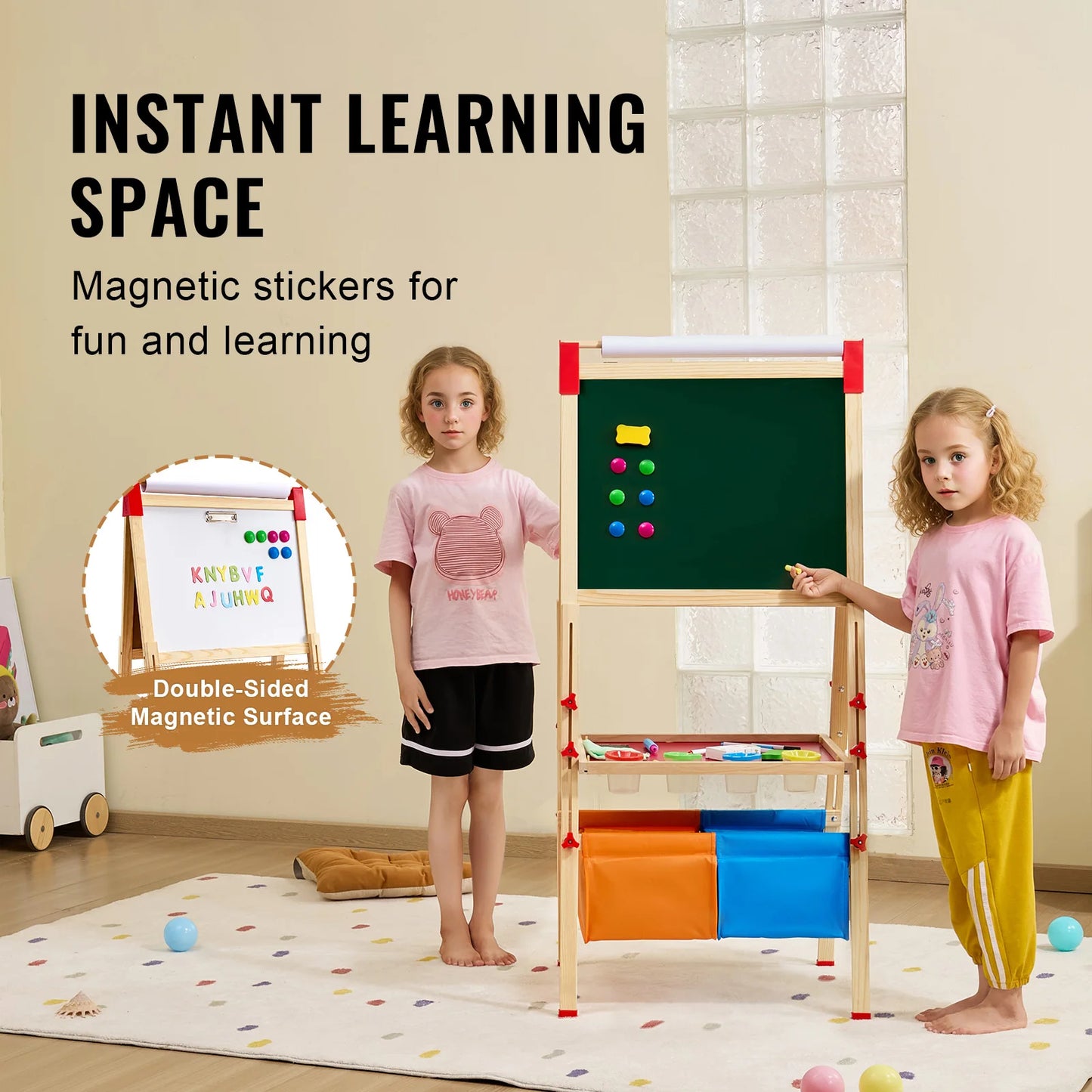 VEVOR Magnetic Drawing Board Kids Art Easel